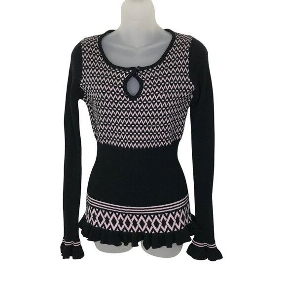 Milly Of New York Black And Pink Y2K Sweater Size M - Picture 1 of 9